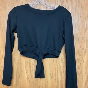 Shein Crop black top crisscross waist bands
